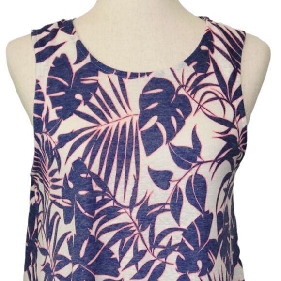 Stylus Pink & Purple Tropical Print Linen Blend Tank Top Size M - Picture 4 of 7